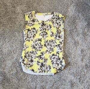 J Crew Yellow Floral Eyelet Top Blouse Size 2
